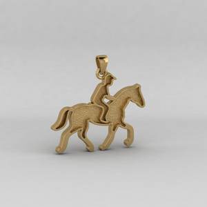 Pendentif de haute qualité en or 18 carats et argent 925, avec un cadre vide pour charme de jockey de course hippique, pour remplir de résine ou de cendres, bijou souvenir à faire soi-même - Product Image 1