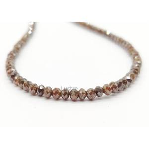 Colliers en diamants rouges champagne facettés de 3 mm de qualité AAA+, perles rondes, 100% diamants rouges naturels étincelants, cadeau d'anniversaire parfait - Product Image 1