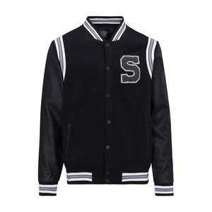 แจ็กเก็ตเบสบอลสีดำทันสมัยสำหรับผู้ใหญ่คอตั้งผ้าวูลสวมใส่สบายและยั่งยืนสำหรับแจ็กเก็ตฤดูหนาว - Product Image 5