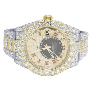 2024 หรูหราปรับแต่งอัตโนมัติ VVS D Moissanite สายเข็มขัดประกายนาฬิกาผู้ชายและผู้หญิง
