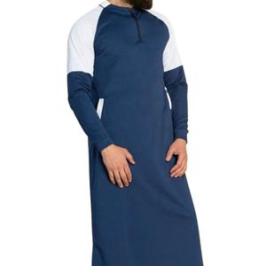 Nuevo diseño de manga larga Thobes para hombres de Oriente Medio, bata con cuello levantado en Color puro, cremallera personalizada de talla grande, cuello redondo para hombres árabes - Product Image 1