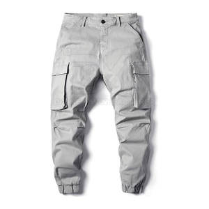 Marque privée Pantalon cargo décontracté léger multi-poches pour homme avec couleur unie délavé foncé à vendre - Product Image 3