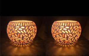 Soporte de luz de té de mosaico de diseñador con elegante diseño de vidrio geométrico soporte de luz de té de mosaico hecho a mano de lujo para un hogar elegante - Product Image 5