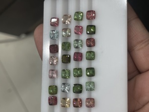 High Quality 20mm Natural Blue Multi <b>Tourmaline</b> Cushion Cut Crystal Loose Gemstones Calibrated Sizes for Fine Jewelry Making - Product Image 5