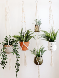 Popular hecho a mano de algodón macramé planta percha interior y exterior planta percha Venta caliente cuerda de algodón tejida a mano jardinería verde - Product Image 3