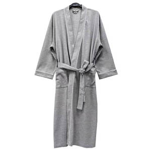 Fabricant de peignoirs d'hôtel de luxe, peignoir en coton 100% gaufré, manches longues, logo sur le devant, décontracté, 250g - Product Image 5