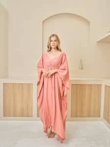Combinaison kimono japonaise en soie peinte à la main fleurs de cerisier robe de chambre à fleurs décontractée caftan rose dentelle vêtements de plage caftan - Product Image 6