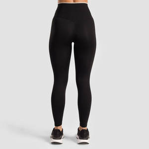 Women's High Quality Elastic Waist Spandex <b>Nylon</b> High Rise Gym Fitness Sport Pants Solid Pattern Custom Wholesale Yoga <b>Leggings</b> - Product Image 2