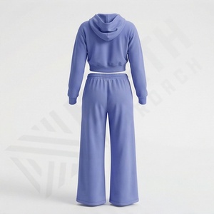 Meilleures ventes : Ensemble de survêtement décontracté deux pièces pour femme en 100 % coton, style streetwear, haut uni, personnalisable, idéal pour l'entraînement et le jogging - Product Image 2