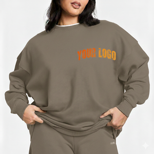 Customized Women Oversized Long Knitted Sweatshirt Soft Touch Fleece Casual Warm Pullover Baggy Trendy <b>Winter</b> <b>Top</b> - Product Image 2