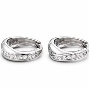 Pendientes de Aro de Plata de Ley 925, Minimalistas, con Piedra CZ, Pendientes de Plata Maciza para Chicas y Mujeres, para Uso Diario, Venta al por Mayor OEM - Product Image 1