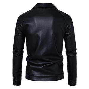 Chaqueta de cuero de piel de oveja auténtica para hombre de primavera transpirable High Street felpa versátil de moda con tinte liso talla XL - Product Image 3