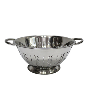 <b>Stainless</b> <b>Steel</b> Round <b>Colander</b> With Handle Polish Silver Color Crystal Bowls for Kitchen & Table Top Decoration - Product Image 3