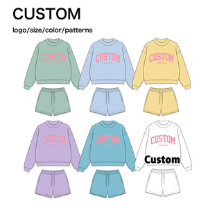 Set Felpa in <span class=keywords><strong>Cotone</strong></span> per Bambine con <span class=keywords><strong>Pantaloncini</strong></span>, Completo Due Pezzi Antivento Termico, Abbigliamento Morbido e Caldo per Bambini - Product Image 1