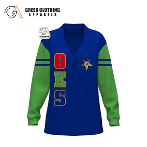 Sorority Embroidery Custom Order Of Easter Star Knitwear <b>Women</b> Sorority Sublimated Ladies OES Knit Acrylic Cardigan <b>Sweater</b> - Product Image 5