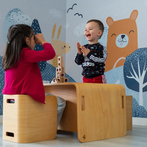 Durable Flexy Table Set (1 Mesa, 2 Sillas) Multifuncional de Alta Calidad Al por Mayor para Niños Muebles de Madera Contrachapada de Haya - Product Image 5