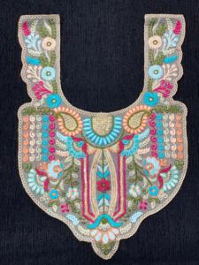 Embroidered Neck Patch / <b>Applique</b> for Kurti, Dress, and Garment Decoration Floral multicolor embroidery with artistic patterns - Product Image 5