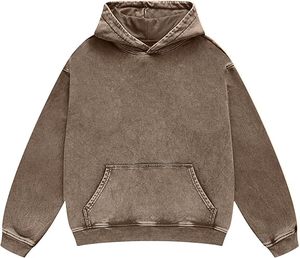 Sudadera con capucha de lana de gran tamaño para hombre, ropa informal lavada con ácido, sudadera de diseño minimalista, Sudadera con capucha, algodón pesado - Product Image 2