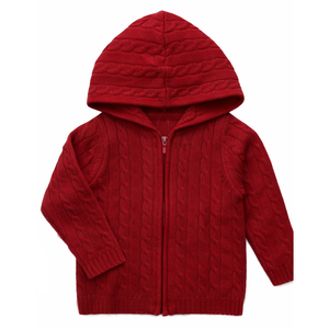 Fabricant de vêtements du Bangladesh, cardigan à capuche zippé en coton d'hiver de haute qualité pour garçons, tricoté en maille torsadée, respirant, écologique, OEM - Product Image 3