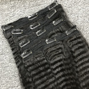 Article chaud Clip-in Kinky Straight 100% Cheveux de couleur naturelle vietnamienne Extensions de cheveux raides vierges brutes Prix abordable - Product Image 3