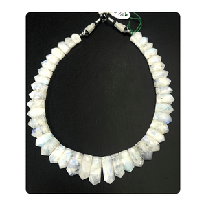 Collar de Piedras Preciosas de Piedra Lunar Arcoíris Natural Facetada de 18 Pulgadas - Product Image 1