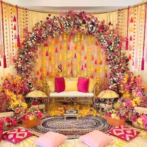 Chaîne de pompon en coton fait à la main multicolore glands ennemi mariage, Hldi, Mehnedi, décor à la maison beaux glands - Product Image 5