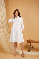 Robe décontractée personnalisée en mousseline de soie et viscose, taille empire, col carré, manches longues, imprimé numérique, lavable, pour femme