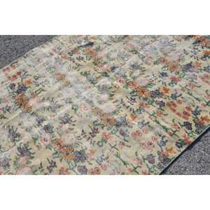 พรมตุรกีขนาด 4.3x8.2 ฟุต พรมวินเทจ พรมลายดอกไม้สีเบจส้ม - Product Image 4