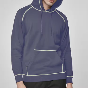 Heavyweight Cotton Custom Plus Size men's Hoodies Blank Outside Reverse Contrast <b>Stitch</b> Hoodies Men - Product Image 5