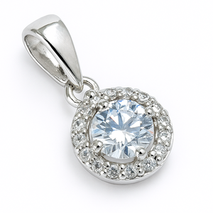 Colgante de Halo de diamante de plata esterlina antigua-Joyería de moda de Zirconia cúbica al por mayor - Product Image 4