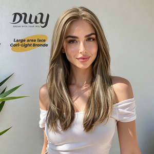 Précommande Perruque Synthétique Cori-DWy 13x4 Lace Front à Raie Libre Sans Colle Longue et Droite Rose Brun avec Dentelle Transparente - Product Image 1