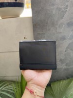 Portefeuille-pochette unisexe en cuir de vachette véritable avec protection RFID, porte-cartes multiples, fermeture à bouton-pression, motif bonbon court