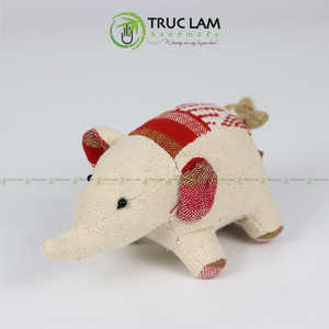 Mini tela de brocado hecha a mano, elefante étnico, juguetes de animales de peluche, Thai, Nghe, azul, rojo - Product Image 5