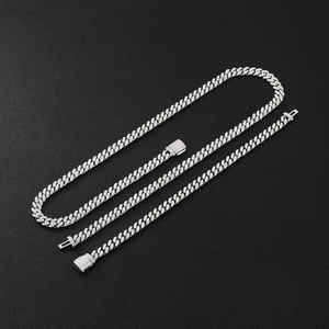 Impresionante Cadena Cubana con Diamantes Cultivados en Laboratorio, Corte Brillante, Plata de Ley, Chapado en Oro, Brillante, Moderno, Estilo Hip Hop, Unisex - Product Image 2