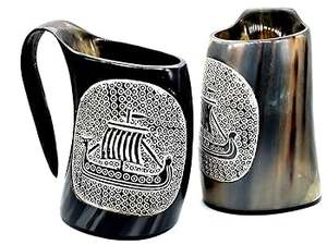 Tasse en corne d'excellente qualité tasse à boire en corne de boeuf médiévale Buffalo Viking inspiré de l'artisanat naturel tasse à corne tasse à boire nordique - Product Image 4