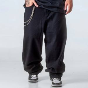 Pantalons de jogging décontractés légers pour hommes en molleton lavé avec cordon de serrage, style baggy, coupe évasée - Product Image 1