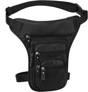 Riñonera multifunción de cuero genuino para hombres y mujeres, riñonera de pierna caída para motocicleta, bandolera de cuero genuino - Product Image 5