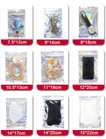 Sac scellé personnalisé biodégradable holographique Mylar sac scellé à 3 côtés fermeture éclair et encoche de déchirure pour l'emballage d'accessoires cosmétiques