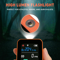 Détecteur portable de CO et O2 - Moniteur de qualité de l'air 6-en-1 avec température/humidité/altimètre/baromètre, conception rechargeable pour usage domestique/extérieur
