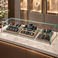 Présentoir de Comptoir Boutique DIGU Élégant en Cuir Givré Noir et Vert pour Bijoux, Idéal pour les Vendeurs de Marques et Bracelets