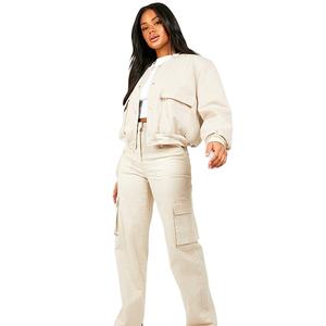 Vêtements de mode, veste en coton 100% personnalisée en gros, veste légère streetwear, plusieurs poches, coupe classique, vestes pour femmes - Product Image 2