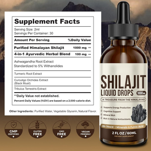Gouttes de liquide Shilajit de l'Himalaya purement séchées au soleil de marque privée, gouttes de Shilajit de qualité supérieure et la plus puissante au-dessus de la source de 19000 pieds - Product Image 5