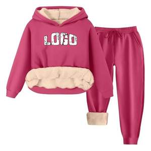 Ensemble survêtement deux pièces en polyester pour homme, sweat-shirt à capuche et pantalon de jogging, polaire sherpa, hiver, personnalisable, imprimé délavé à l'acide, OEM - Product Image 2