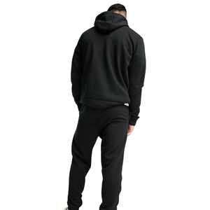 Ensemble de survêtement en molleton noir pour homme, sweat-shirt lourd, jogging, deux pièces, streetwear, logo personnalisé, survêtement chaud, tenue de sport, vente en gros - Product Image 3
