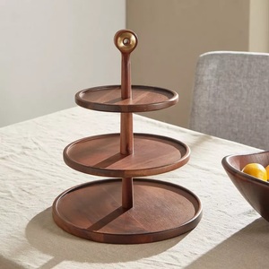 Modern Style 2 Tiers Cake <b>Stand</b> Acacia <b>Wooden</b> Round <b>Cupcake</b> Dessert <b>Stand</b> Wedding Birthday Party Snack Display <b>Stands</b> - Product Image 6
