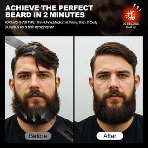 Lisseur de barbe 2 en 1 pour hommes Réglage de la température à 6 vitesses Affichage LCD <span class=keywords><strong>Brosse</strong></span> à barbe <span class=keywords><strong>chauffante</strong></span> - Product Image 6