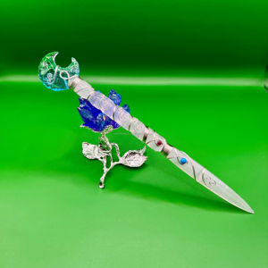 Varita en espiral de selenita envuelta en alambre de oro hecho a mano Aqva Opalite Moon pulido Reiki curación Magic Crystal Stick Feng Shui mascota - Product Image 1