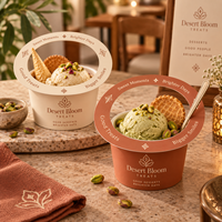 Emballage personnalisé AT PACK pour coupes à glace avec logo pour les boutiques de gelato, les cafés, les desserts à emporter, l'image de marque, emballage alimentaire haut de gamme