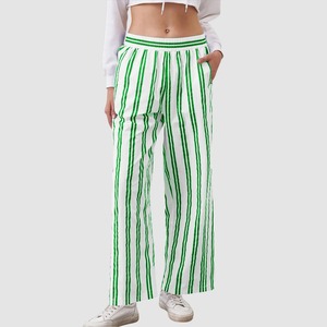 กางเกงวอร์มเอวสูงของผู้หญิงกางเกงผ้าแคนวาสสำหรับใส่ได้ทุกวันมีแถบคาดเอวยางยืดและกระเป๋าสวมใส่สบาย - Product Image 2