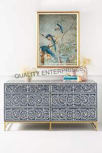 Handmade <b>Bone</b> Inlay Solid Wood Luxury Modern Multi-Purpose Environment-Friendly Drawer Chest Cabinet for Living Room Kitchen - Product Image 2